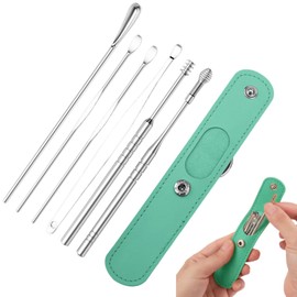 Ear Pick Cleaning Kit - 6pcs Earwax Removal Kit, Ear Pick Tools | Stainless Steel Earwax Cleaner with PU Storage Bag, Ear Wax Removal | Ear Cleaner, Ear Wax Remover Tool for Children and Adults