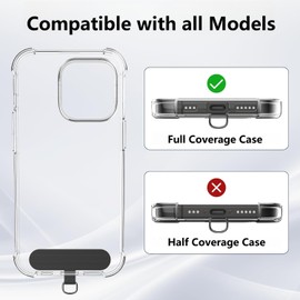 Rockbamb Crossbody Phone Lanyard Strap with 2 Pack Patchs, Adjustable Universal Nylon Neck Strap Compatible with Most Smartphones and Cases, Black