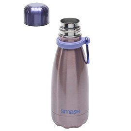 Smash Stainless Steel Single Wall 400ml Water Bottle with Carabiner, Pink/Purple