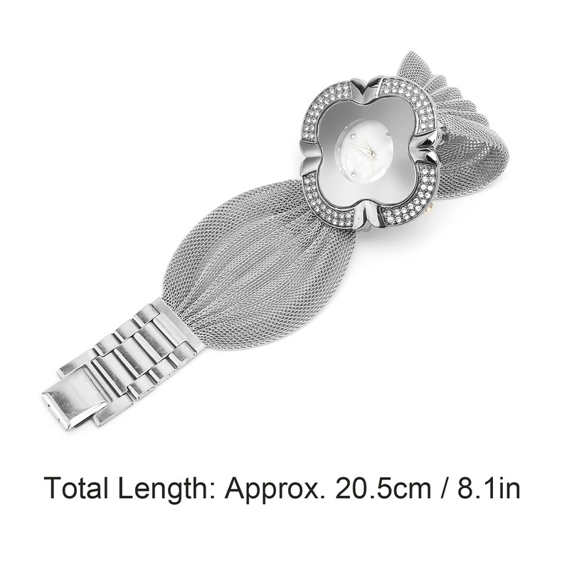 Flower Shape Dial Women Watch Wide Mesh Belt Quartz Elegant