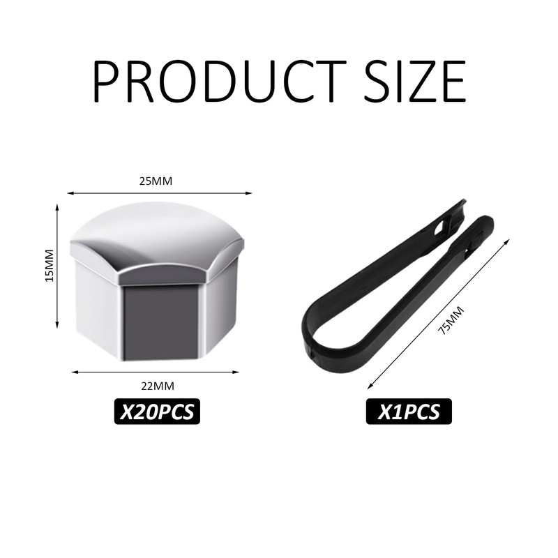 BEIBXHQQ 20PCS Nut Protective Covers with 1pc Clip, Tire Nut