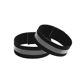 MEMOFYND Pack of 2 Reflective Elastic Bands, Safety Wristbands, Reflective Velcro Wrist Bands, Elastic Reflective Bands, Suitable for Night Running and Riding (Black)