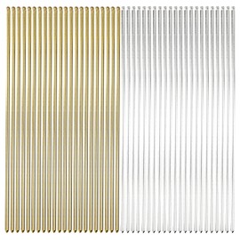 Paquete de 40 palos de pelo lacios largos de metal dorado y plateado de 6 pulgadas para cabello lacio, lápiz de hierro, púas para el cabello, horquillas para barra de aguja, horquillas para el pelo, chal simple y rápido, soporte para moño, manualidades, 