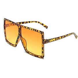 FOU Oversized Square Sunglasses for Women Flat Top Fashion Shades (Leopard)