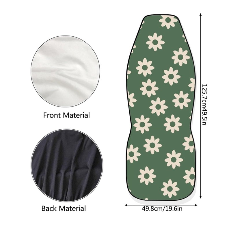 FUIBENG Green Groovy Flower Auto Seat Cover Set 2 Pack,Hippie