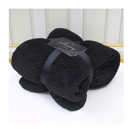 Popcorn Throws Blanket Double Size Bed Sofa Cover Sofa Soft Warm Large, 150 x 200 Cm, Black