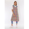 Schuerzenfabrik Button Gown Women's Mixed Fabric Checked Apron Sleeveless Cooking