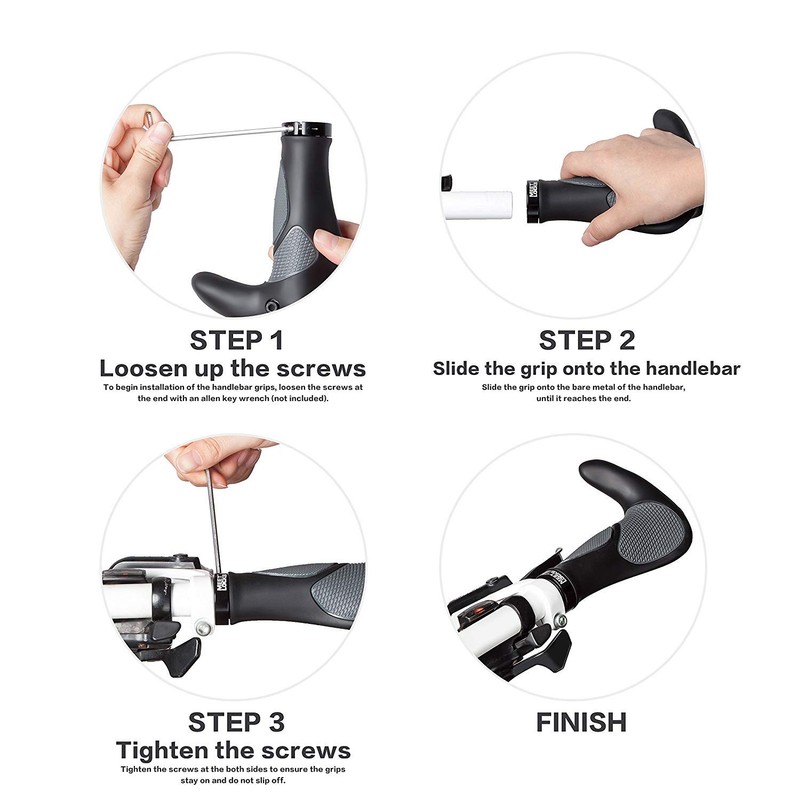 VOANZO MTB Bicycle Handlebar Grips, Ergonomic Designed Integrated Bike Horn
