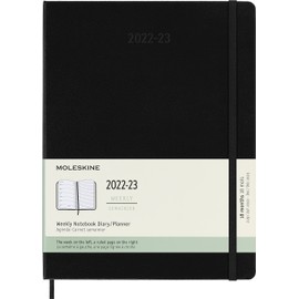 Moleskine - 18-Month Weekly Planner/Diary, Weekly Planner 2022/2023, Weekly Notebook with Hard Cover and Elastic Closure, XL Size 19 x 25 cm, Colour Black