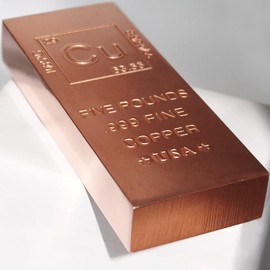 5 lb Copper Bar (Flat Style) .999 Pure Bullion with Periodic Table Element Design by Mint State Gold