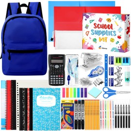 Gilprop 126 Pcs 2025 Middle High School Supplies Kit with Backpack for Student 7-12 Grades, Back to School Supplies Bulk Bundle Essential Notebook Calculator for Senior Student(Navy Blue)