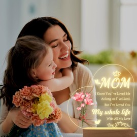 QpenguinBabies Mum Birthday Gifts,Mothers Day Gifts,Gifts for Mum Acrylic Night Light,Mum Birthday Gifts Night Light,Gifts for Mum from Daughter Son,3D Lamp LED Night Ligh (Heart Shaped)