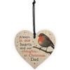 RED OCEAN Christmas Robin Memorial Wood Heart Tree Hanging Decoration