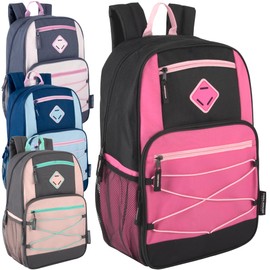 Trail maker Bulk Color Block Laptop Backpacks 24 Pack Wholesale Backpacks in Bulk for Kids Nonprofit (Female Colors Pack)