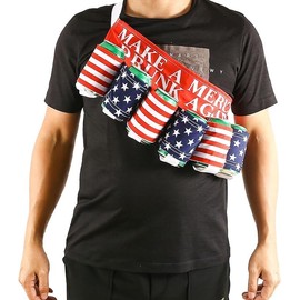 Beer Belt,Fourth of July American Patriotic Beer Gift For Men,6 Pack Insulated Beer Holder, Novelty USA Beer Soda Can Holster.Beer Accessories For White Elephant Party Festival Holiday Game Night