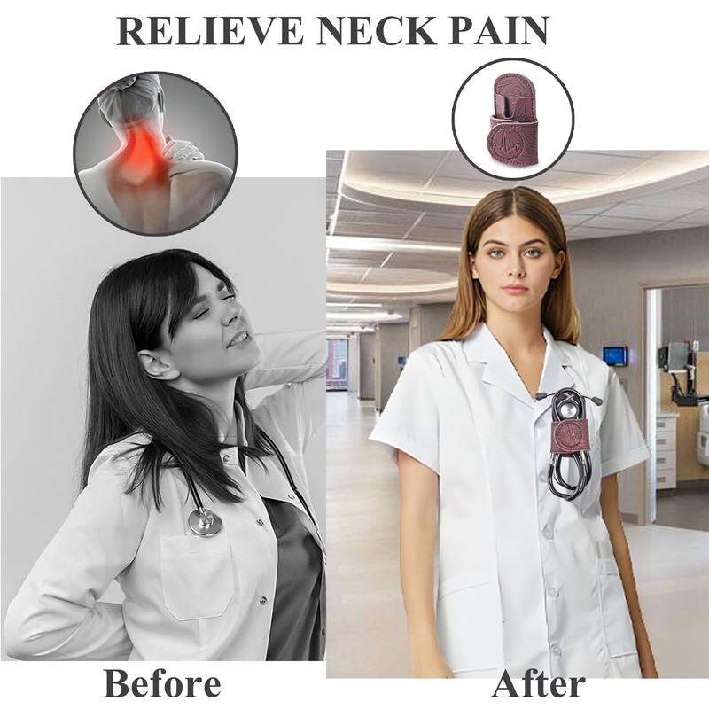 Mtzmy PU Leather Stethoscope Holder with Clip for All Models: