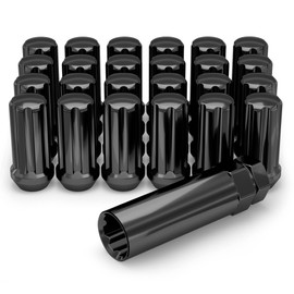 White Knight M14x1.50 (Black Chrome) Duplex 7 Spline Lug Nuts with Key (for Aftermarket Wheels), EZ Installation, Durable Carbon Steel with Stylish Black Chrome Finish, 3809LBK-24AM (24 Pack)