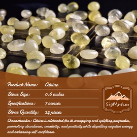 SigMntun SigMntun Polished Citrine Stones Healing Crystal Bulk, 24 Pcs, 1.5 cm Handpicked Natural Tumbled Gemstones Rocks for Healing, Reiki, Meditation, Witchcraft and Home Decoration