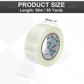 MECCANIXITY Strapping Tape, 2 Inch x 55 Yards Reinforced Packing Tape Filament Tape Heavy Task Packing Transparent 5.9 Mil Grid for Package Transport Electric Equipment Packaging