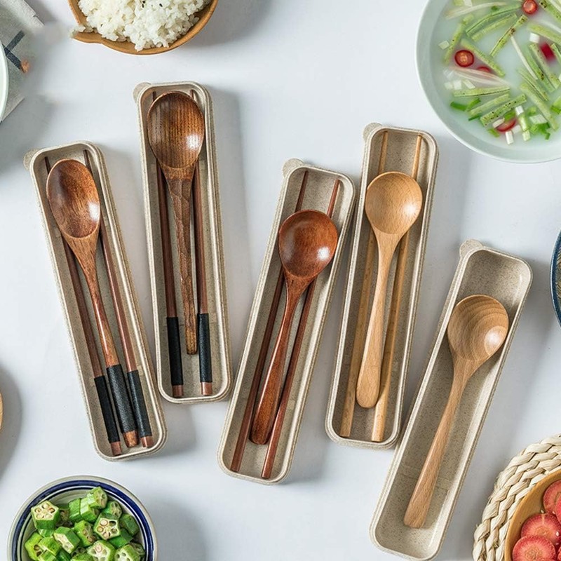 箸 スプーン フォーク セット 木製 カトラリー セット 弁当用箸 収納便利 携帯用カトラリ