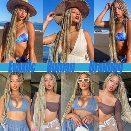 Evaxilc Deep Wave Human Hair For Braiding Human Hair Unprocessed No Weft For Braiding Hair Extensions For Boho Braids P27/613 Hightlight Blonde Colour 16 16 Inches