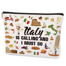 SEAOYOZO Italy Travel Gift Makeup Bag for Italy Lover Italy Themed Gifts for Italy Traveller Women Friends Sister Zipper Pouch Cosmetic bag Italy Trip Essentials