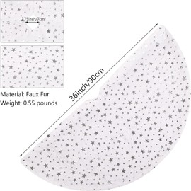 CJWLKJ Christmas Tree Skirt Decorations, 36 inches Large White & Silver Luxury Faux Fur Tree Skirt with Star Super Soft Thick Plush Tree Skirt for Xmas Tree Decor