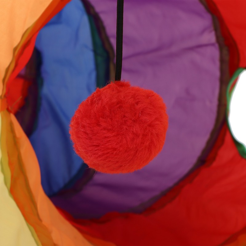 Pet Tunnel Iridescent Foldable Cat STunnel with Interactive Ball and