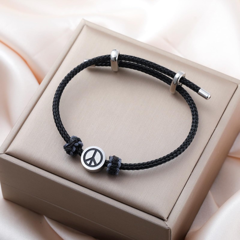 Dreamtimes Peace Symbol Bracelet for Men Women Hand Made Rope