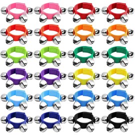 ailixinda 24 Pcs Wrist Band Jingle Bells,12 Colors Band Wrist Bells Ankle Bells,Adjustable Musical Hand Bells Jingle Bell Bracelets for Kids,Rhythm Instrument Percussion Christmas Party Favors