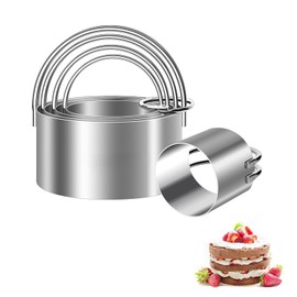 HcirjhieBiscuit Cutter Set (5 Pieces/Set), Round Cookies Cutter with Handle, Professional Baking Dough Tools (Circle)