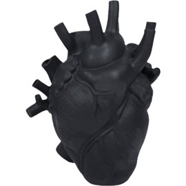 Resin Vase Planter, Decorative Heart Vase - Anatomical Heart Tabletop Decorative Craft, Farmhouse Living Room Bedroom Countertop (Black,Large)