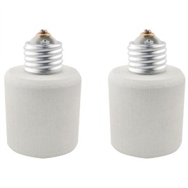 CHENJIN 2PCS Light Bulb Socket Extension Adapter E26-E40 Lighting Accessories Adapter Socket Screw Bulb Socket Porcelain Socket Extender for Recessed Light Canisters Porch Lights Bathroom Lights
