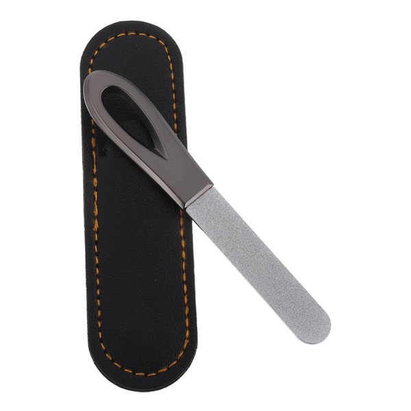 Healvian 1set Double Sided Nail File Pu Case Zinc Aluminium