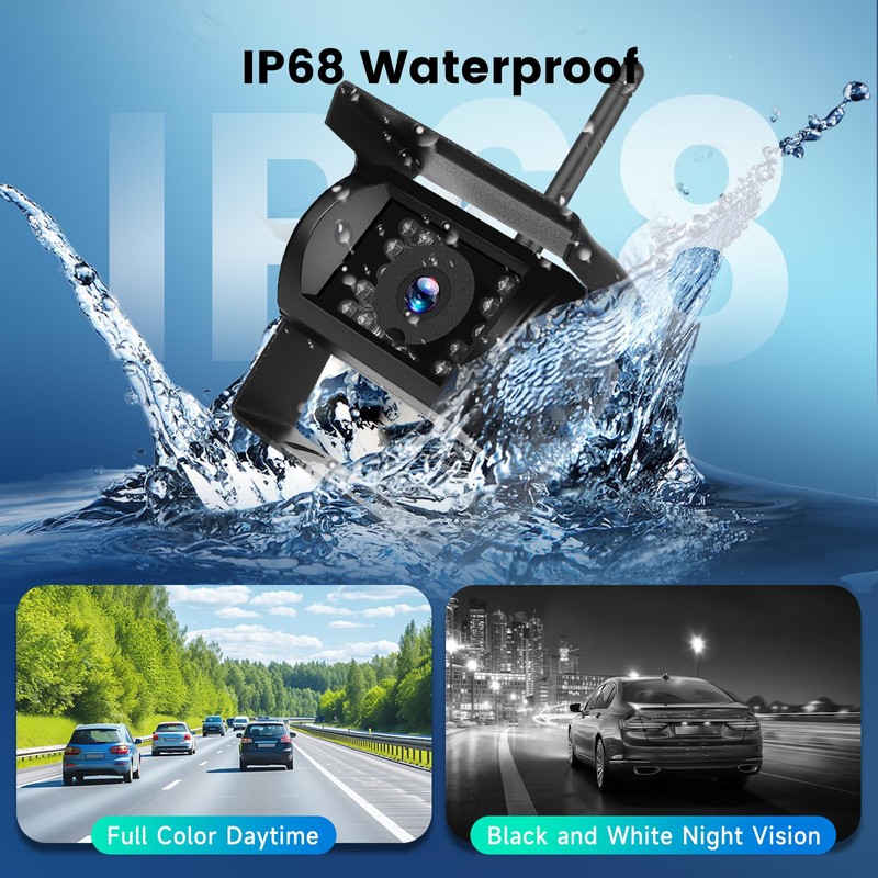 Hodozzy Wireless Backup Camera System Kit, 7" HD Rear View
