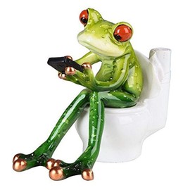 StealStreet SS-G-61233, Green Frog Working on It's Own Bathroom Business Decorative Figurine