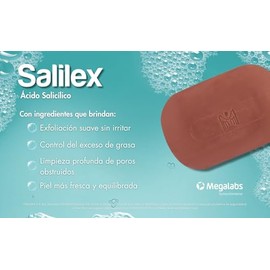 Salilex Barra Limpiadora Facial  Dermolimpiador Libre de Jabón  Para Piel Grasa, Mixta o Acneica  Con Ácido Salicílico  Exfoliación Suave y Limpieza  
