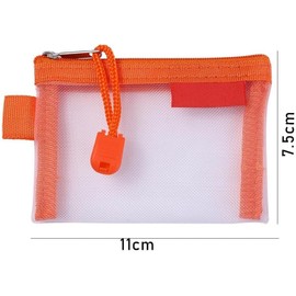 Orange Mini Zipper Pouch Nylon Mesh Storage Bags Small Coin Purse Wallet ID Credit Card Holder Transparent File Bag Lipstick Bags, Women's Coin Purses and Pouches Money Organizers, 4.33 * 2.95 inch
