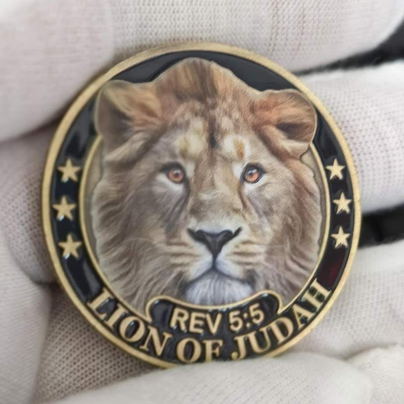 Lion of Judah Strength & Courage Challenge Coin Joshua 1:9