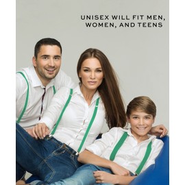 Green Suspenders for Men Heavy Duty - Adjustable 1” Y-Back Men's Suspenders for Dress Pants | Strong Metal Clips, Durable Elastic Straps, Leather Reinforcement - Comfortable, Formal, Everyday Wear