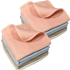 SLMAOX GM Home 8 PCS Waffle Weave Premium Microfiber Cleaning Cloth Kitchen Dish Cloth Rags, Ultra Absorbent and Thick Dish Clothes for Washing Dishes, Fast Drying Cleaning Towels, 12 x 12 in