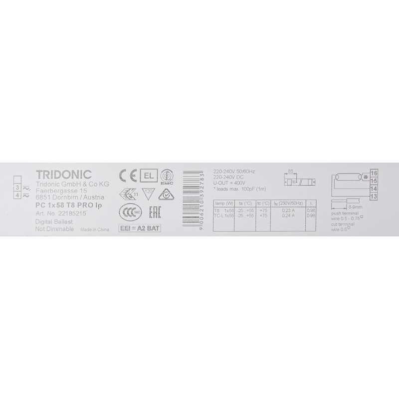 Tridonic PC158T8PRO IP 1 X 58W HF Ballast