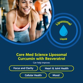 Core Med Science Liposomal Curcumin Resveratrol 200mg Curcumin and 75mg Resveratrol - 6 Fl Oz Liquid - High Absorption Curcumin Supplement
