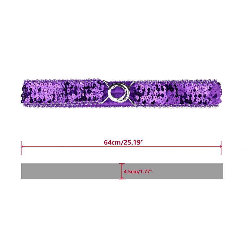 Allegra K Women Thin Elastic Waist Belt Sequin Decor Stretchy
