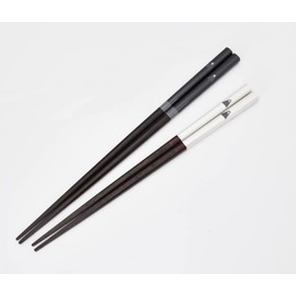 Ishida 63165 Chopsticks with Paulownia Box, Fuji Pair 9.1 inches (23 cm) / 8.3 inches (21 cm), Black/White