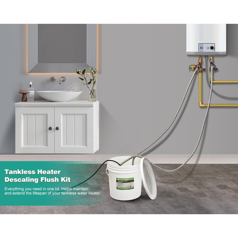FLUENTPOWER Tankless Water Heater Descaling Flush Kit, Includes 1/4HP Submersible