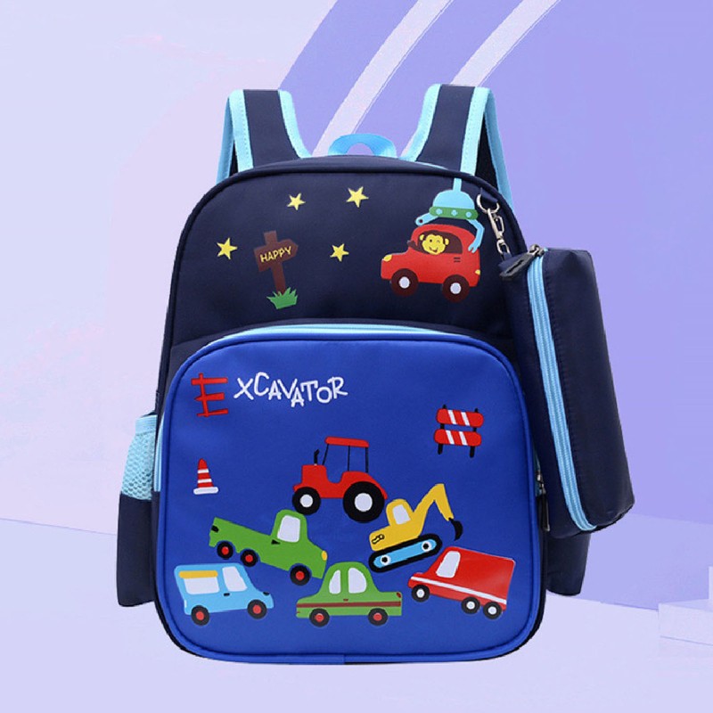 Kids Backpack Adjustable Shoulder Strap Lightweight Cartoon Car Children School