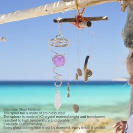 TOPINCN 2 Pieces Gazing Ball Spiral Tail Spiral Tail Decorative Wind Spinner Stabilizer Stainless Steel Spiral Wind Chimes for Indoor Outdoor Decoration(Purple)