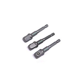 Barnwell Pack of 3 Socket Adaptors 1/2" Square Drive to 1/4" Hex Hexagon Drill Driver