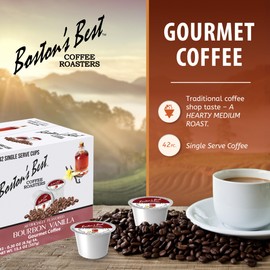 Boston’s Best - Bourbon Vanilla Coffee Blend, Tasty Flavored Blend, Gourmet Compatible with Keurig Coffee Maker, 1 Count (42 Single Serve Medium Roast Cups)